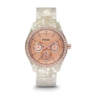 Stella Multifunction Pearlized White Resin Watch